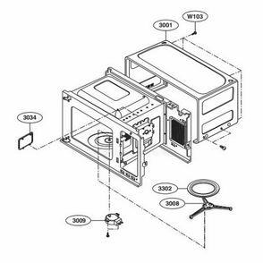 Oven Cavity Parts Diagram and Parts List for LCS0712ST CSBETAR LG Microwave