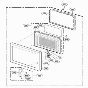 Door Parts Diagram and Parts List for RCS10MPSA AS1EAMA LG Wall Oven
