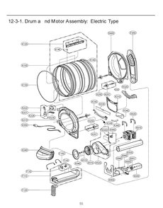 Drum A Nd Motor Assembly Diagram and Parts List for RV1399AA ABWEEUS LG Dryer