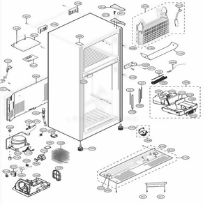 Case Parts Diagram and Parts List for LTCS24223B AWBCNA3 LG Refrigerator