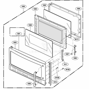 Door Parts Diagram and Parts List for 63762 AWHESEA LG Range