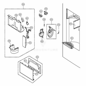 Dispenser Parts Diagram and Parts List for 70329 AWBCSE1 LG Refrigerator