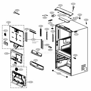 Case Parts Diagram and Parts List for 75077 ASBCSE0 LG Refrigerator