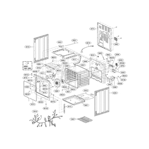 Cavity Diagram and Parts List for LRE30453WW 01 LG Range