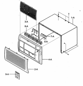 Cabinet/front Grille Assy Diagram and Parts List for 58074124400  Kenmore Air Conditioner