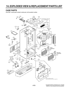 Case Parts Diagram and Parts List for GR-J318LSJM ASBCNA1 LG Refrigerator