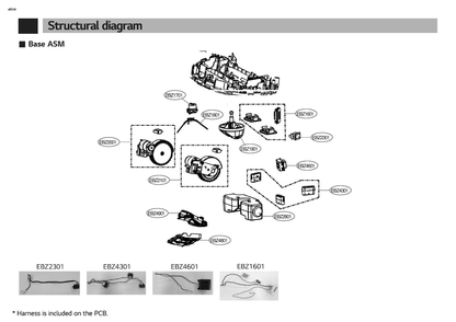 Base Asm 2 Diagram and Parts List for R51WT AEWELGA LG Canister Vacuum