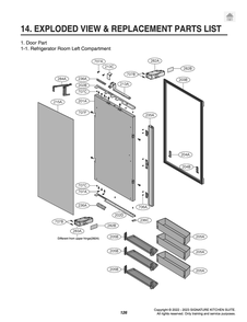 Refrigerator Room Left Compartment Diagram and Parts List for GR-825FGPRM ASWCNA0 LG Refrigerator