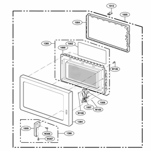 Door Parts Diagram and Parts List for URS511P AGR7AMA LG Range