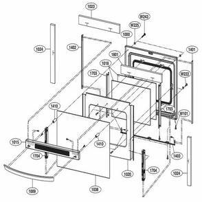 Door Parts Diagram and Parts List for LRE30453SB FBKLLGA LG Range