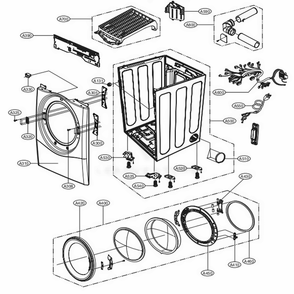 Cabinet And Door Assembly Gas Type Diagram and Parts List for DLGX3371V ASSEEUS LG Dryer