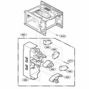 Latch Board Parts Diagram and Parts List for DES11EA AGRQMTR LG Range