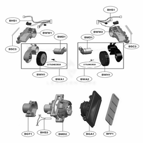 Base Assembly 3 Diagram and Parts List for VR65502LV ARDELGA LG Canister Vacuum