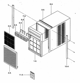 Cabinet/front Grille Assy Diagram and Parts List for 58074066400  Kenmore Air Conditioner