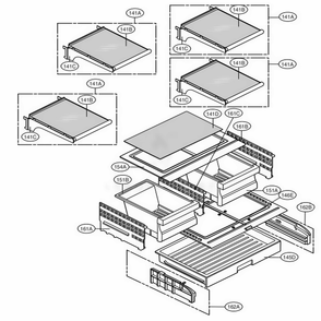 Refrigerator Parts Diagram and Parts List for 71029 AWBCSE1 LG Refrigerator
