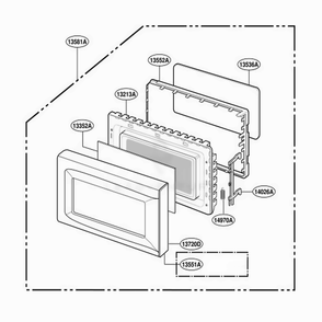 Door Parts Diagram and Parts List for MMC5086AAW CWHEMTG LG Wall Oven