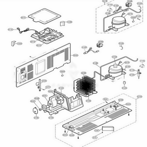 Machine Compartment Diagram and Parts List for LSC27931SW ASW1LGA LG Refrigerator