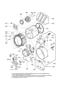 Drum And Tub Parts Diagram and Parts List for 79641393610  Kenmore Washer
