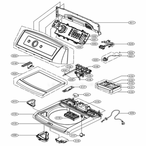 Top Cover Assembly Diagram and Parts List for WT5680HVA ASSEEUS LG Washer