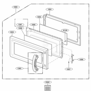 Door Parts Diagram and Parts List for JVM1640AH AALEGEU LG Range