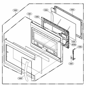 Door Parts Diagram and Parts List for 87583 CSBESEA LG Range