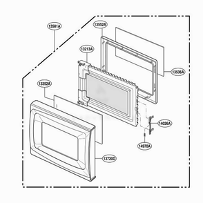 Door Parts Diagram and Parts List for JES638WF KWHEGEU LG Range