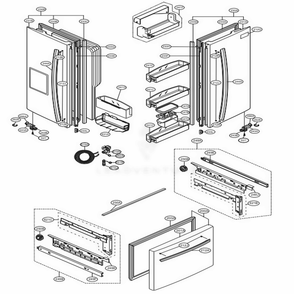 Door Parts Diagram and Parts List for LFX23961ST AST2LGA LG Refrigerator