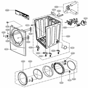 Cabinet And Door Assembly Diagram and Parts List for DLE3180W ABWEEUS LG Dryer