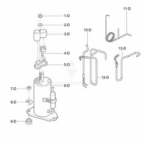 Compressor Parts Diagram and Parts List for 580 AWYASRK LG Air Conditioner