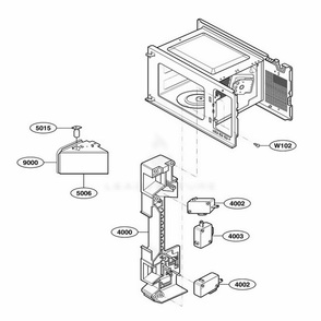 Latch Board Parts Diagram and Parts List for 63352301 CW1ESEA LG Range