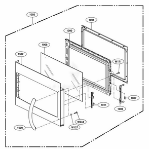 Door Parts Diagram and Parts List for 88519 ABKESEA LG Range