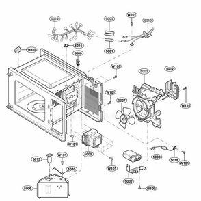 Interior Parts 1 Diagram and Parts List for 62222301 CW1ESEA LG Range
