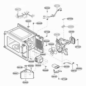 Interior Parts Diagram and Parts List for MT4110SPB CBKEWRP LG Wall Oven
