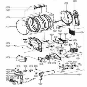 Drum And Motor Assembly: Gas Type Diagram and Parts List for GDL1329CGS7 ASSEELC LG Dryer