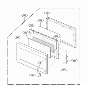Door Parts Diagram and Parts List for 62759 ABKESEA LG Range