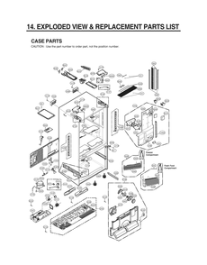 Case Parts Diagram and Parts List for GR-J338HSJM ASTCNA1 LG Refrigerator