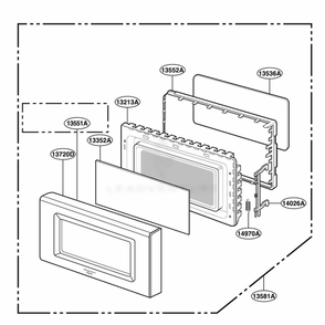 Door Parts Diagram and Parts List for PLMB186CC AT3EGEF LG Wall Oven