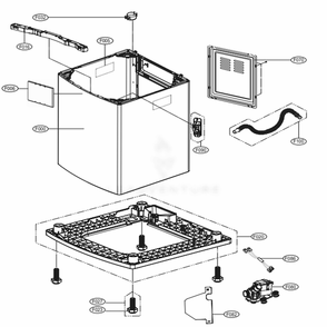 Outer Case Assembly Diagram and Parts List for WT1901CW ABWEVUS LG Washer