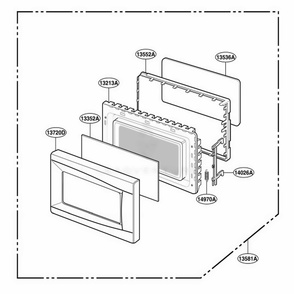 Door Parts Diagram and Parts List for GT4175SPB CB3EWRP LG Wall Oven