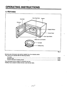 Operating Instructions Diagram and Parts List for MA-1164M  LG Microwave