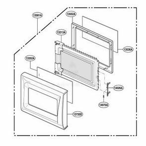 Door Parts Diagram and Parts List for MA795B CB2EGSE LG Microwave