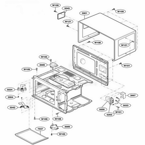 Oven Cavity Parts Diagram and Parts List for RFS518G ASTQAMA LG Range