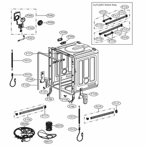 Tub Assembly Diagram and Parts List for LSDF9969BD ABDEEUS LG Dishwasher