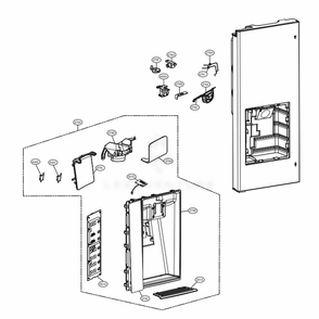 Dispenser Parts Diagram and Parts List for LFXC24726S ASTCNA0 LG Refrigerator
