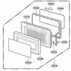 Door Parts Diagram and Parts List for YMT1130SGB SGEWPC LG Range