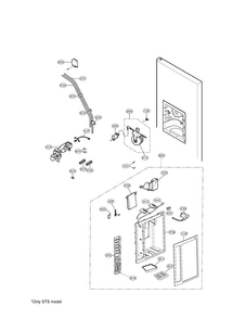 Ice & Water Part Dispenser Parts Diagram and Parts List for LSC27918SW  LG Refrigerator