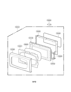 Door Parts Diagram and Parts List for LRM1250B01  LG Microwave