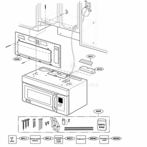 Installation Parts Diagram and Parts List for 80832 AWHESEA LG Range