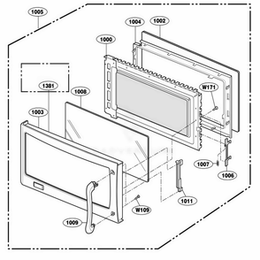 Door Parts Diagram and Parts List for 64684 AB6ESEA LG Range