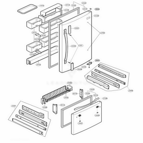 Door Parts 1 Diagram and Parts List for LRDN20720BK AWBCLGX LG Refrigerator